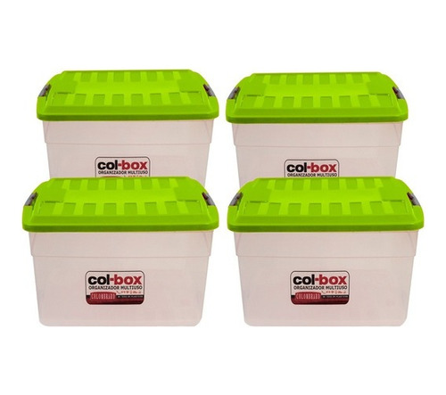 4 Cajas Organizadoras Plasticas Apilables 15lts Colombraro 