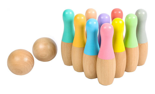 Juego De Bolos Grande Para Niños, 10 Bolos, 2 Bolas De Color