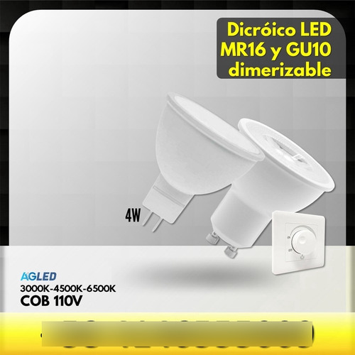 Dicroico Led Cob Dimerizable 4w Mr16 3000k 110v 1