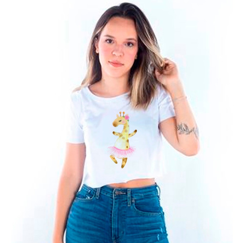 Cropped Feminino Bailarina Animais Girafa