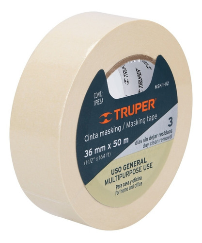Cinta Masking Tape, 1-1/2'' X 50 M Truper 12592