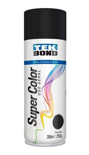 Tinta Spray Preto Fosco De Uso Geral 350 Ml - Tekbond