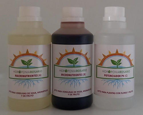 Kit Nutrientes Hidroponia Liquida. Macro.micro.poten.3x250ml