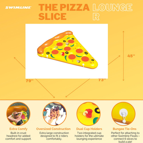 Rebanada De Pizza Inflable Pool Float Swimline Con Portavaso