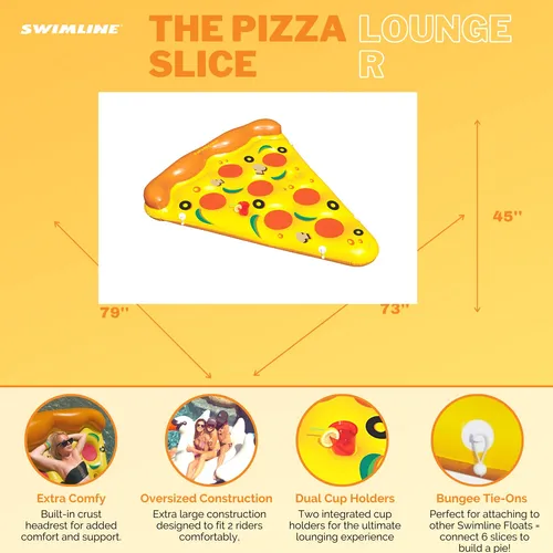 Rebanada De Pizza Inflable Pool Float Swimline Con Portavaso