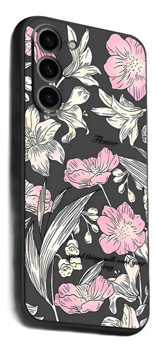 Funda Creativa Floral Negra De Silicona, Compatible Con Apple Y Samsung, A Prueba De Golpes