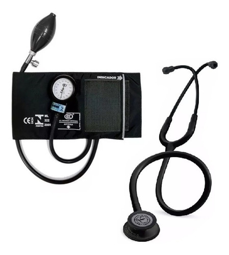 Kit Estetoscopio Littmann 3m Preto + Esfigmomanômetro Bic