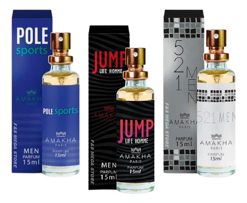 Kit 3 Perfume Masculino Amakha Pole Sports Jump 521 Men
