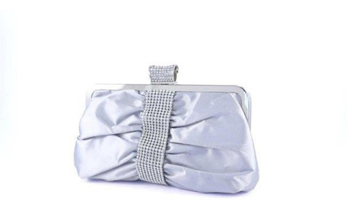 Clutch Cartera Plateada Con Strass Importadas