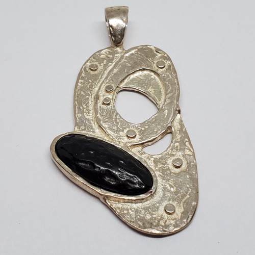 Imagen 2 de 6 de Dije Plata Con Resina Negra 30 X 60 Mm