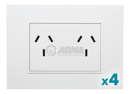 Tapa Bastidor Cambre Bauhaus + Toma Doble 6997 Blanco X4