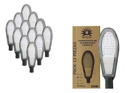 Lampara Led Suburbana 50w Alumbrado Exterior Ip65 12 Piezas