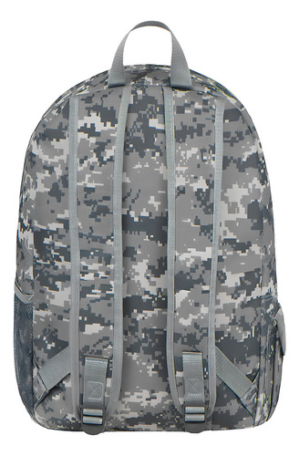 Mochila Escolar Pixel Camo East West Con Gancho Porta Llavero Y Botella Color Acu