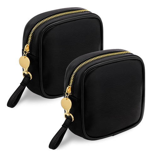 Exquileg Pequena Bolsa De Maquillaje, 2 Piezas-negro, Transp