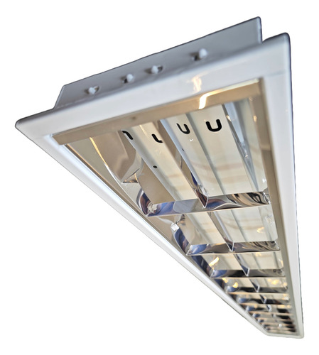 Luminária Embutir Aleta Alumínio Para 2 Lâmpadas T8 De 120cm
