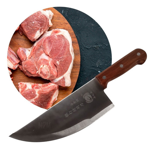 Cuchillo Hacha Cocina Acero Mango Madera Machete Pesado 32cm