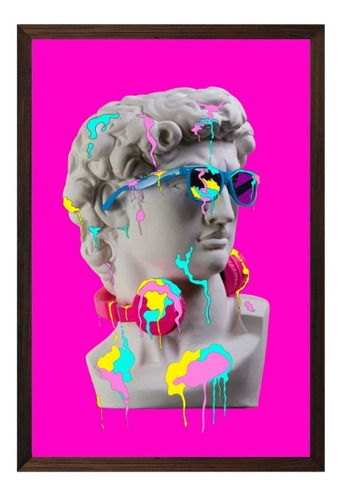 Quadro Estátua David Michelangelo Com Óculos 40x60cm