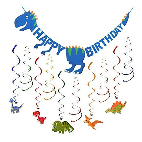 Banner De Dinosaurio Feliz Cumpleaños Y Decoraciones De Remo