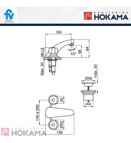 Imagen 8 de 10 de Combo Baño Griferias Completo Fv Plus Moderno Kit Casa Grifo
