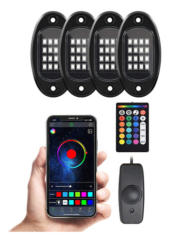 Luz Led Rock 4pcs Multicolor Impermeable Con App Bt Controla