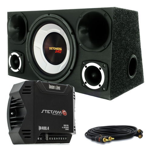 Caixa Trio Completa Sub 12 Detoner Bass 400 + Módulo Stetsom