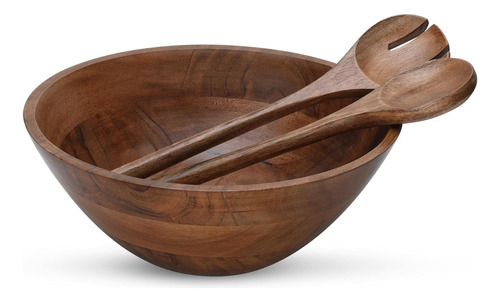 Juego De Ensaladeras De Madera 12x5 - Cuencos Grandes Y Tazo