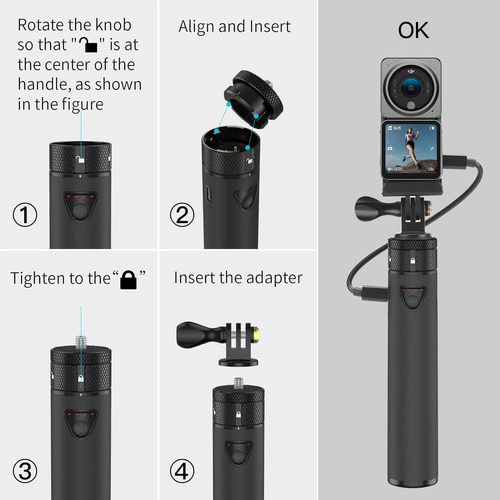 Smatree Stick Cargador Para Dji Pocket 3, Dji Osmo Action...
