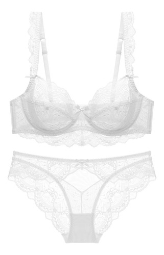 Set De Sujetador Ultra Fino De Encaje Transparente De 2 Piez