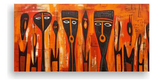 40x20cm Cuadro Intenso Arte Rupestre Africano Bastidor Mader