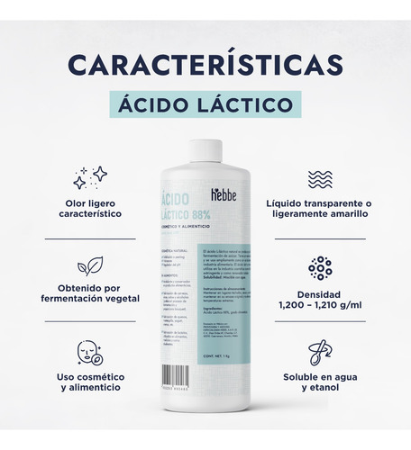 Imagen 2 de 10 de Acido Láctico Al 88% Ups 1 Kilo