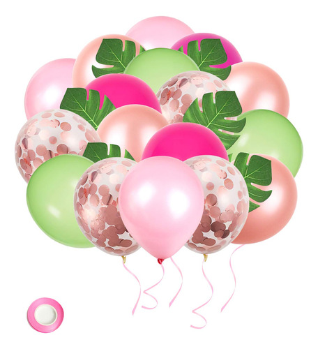 Globos De Fiesta De Cumpleaños De Luau Tropical, 60 Pcs Glob