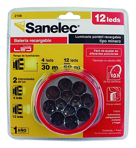 Linterna Tipo Minero Recargable De 12 Leds Santul