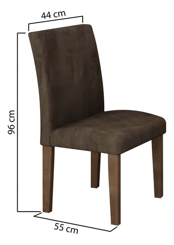 Mesa De Jantar Tampo De Vidro 6 Cadeiras Classic Cel Eb Cor Marrom Desenho do tecido das cadeiras Liso
