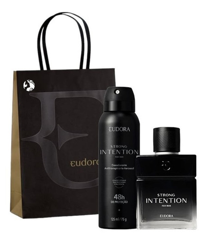 Kit Intention Strong For Man Perfume Masculino Eudora Com Desodorante Para Presente 