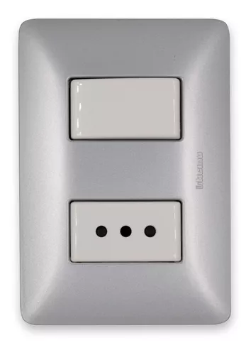 Enchufe+interruptor 9/12 10a Blanco/plata Bticino Matix