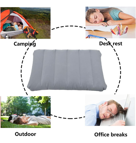 2 Paquetes Grey Ultralight Inflable Acamping Almohada Pequeñ