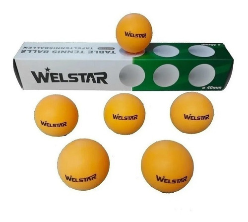 12 Pelotitas Ping Pong Welstar Naranja En Caja X 6 Unid C/u
