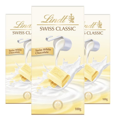 Chocolate Branco Suíço Lindt 100g 3 (barras) Kit Lindt