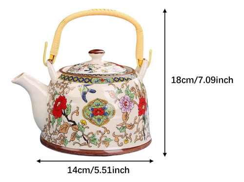 Tea De Blooming Y Té De Té De 900 Ml Con Flores Y Pájaro