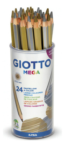 Lápiz Grueso Giotto Mega 5.5 Mm Color Plateado