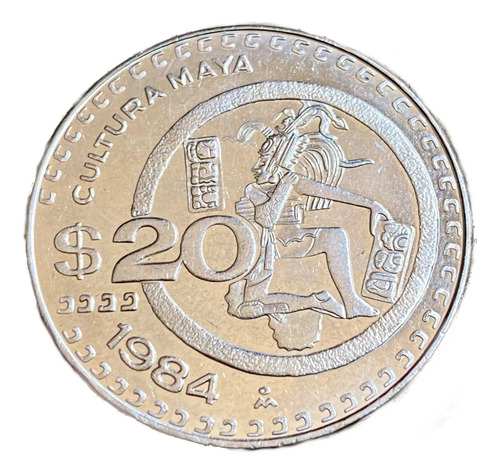 Moneda De 20 Cultura Maya Años 80 En Excelente Estado 