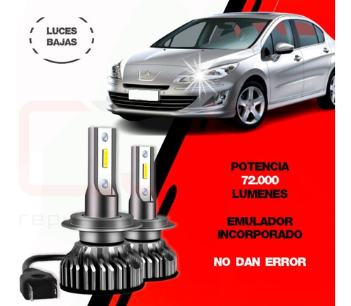 Lampara Cree Led Peugeot 408 Luz Bajas Canbus Emulador Error