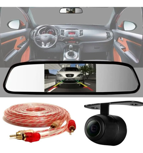 Retrovisor Visor Espelho Tela Lcd Veicular + Câmera De Ré