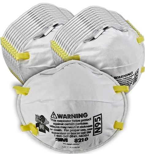 Tapabocas 3M 8210 contra particulas N95 de polipropileno y poliéster caja x 20 unidades color blanco