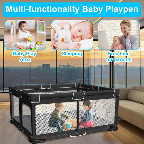 Grobeybees Playpen Plegable Para Bebés Con Estera, Gran Para