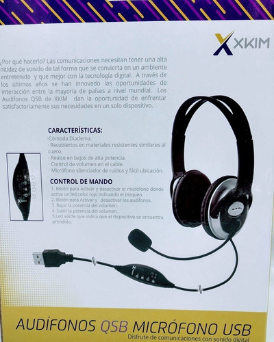 Imagen 5 de 7 de Diadema Para Pc Conector Usb Marca Xkim Micrófono Abatible