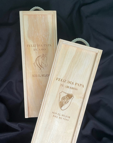 Imagen 7 de 8 de Caja Madera Individual Vino Grabado Regalos Personalizada