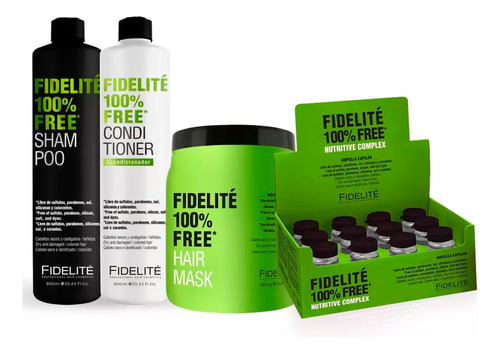 Fidelite Free Shampoo Acond Mascara Ampollas Free Sulfatos