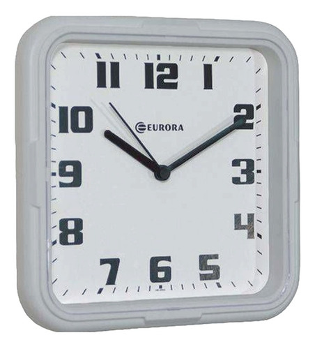 Imagem 1 de 4 de Relógio De Parede Eurora Cozinha Sala Quadrado Branco 6540