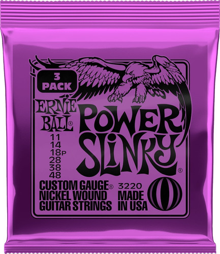 Pack X3 Ideal Luthier Ernie Ball Eb3220 Power Slinky 011-048